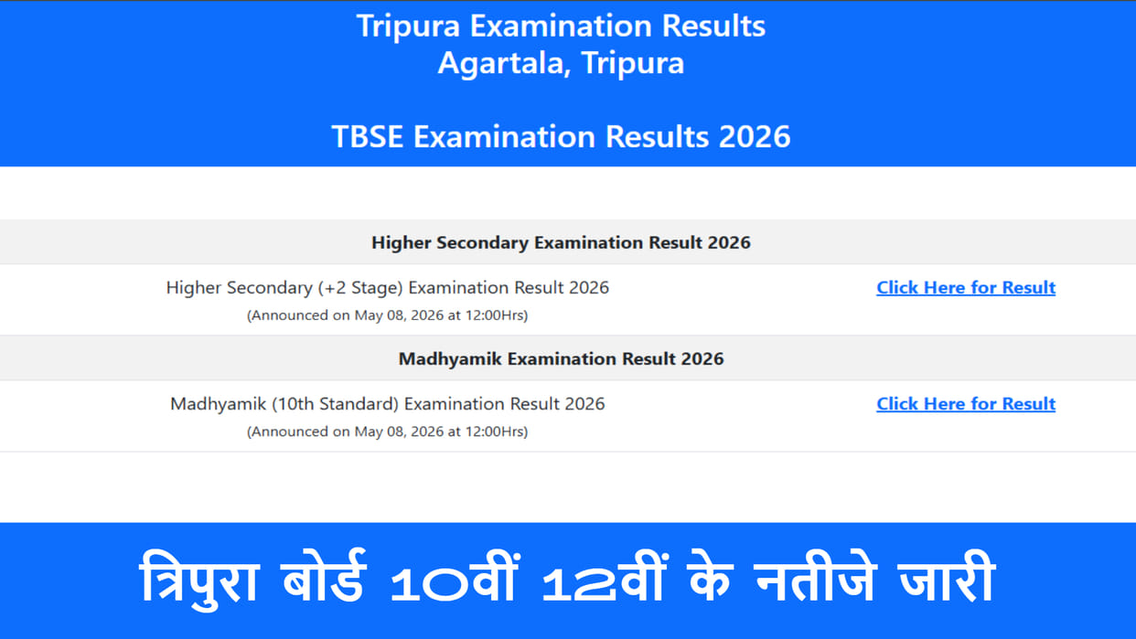 TBSE Madhyamik and HS Result 2026 Released, Check Tripura Board Class 10 and 12 Scorecards