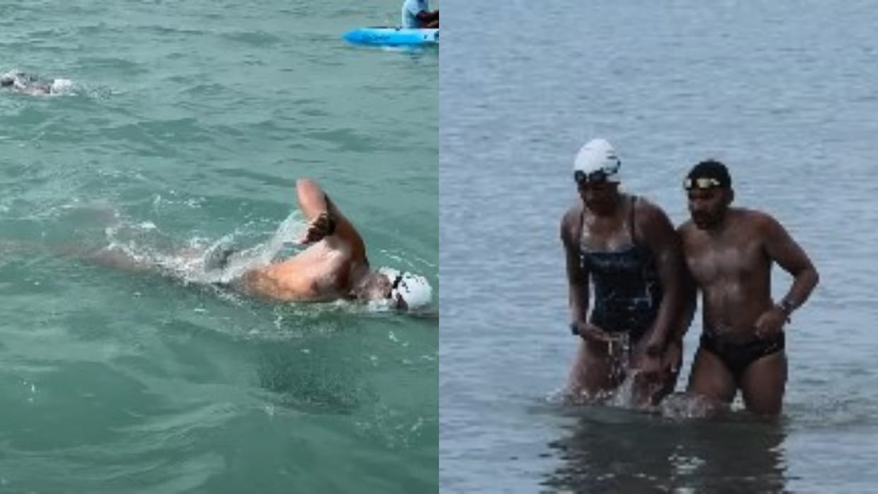 Bengaluru Couple Creates History Swims From Sri Lanka To India In 10 Hours 45 Mins