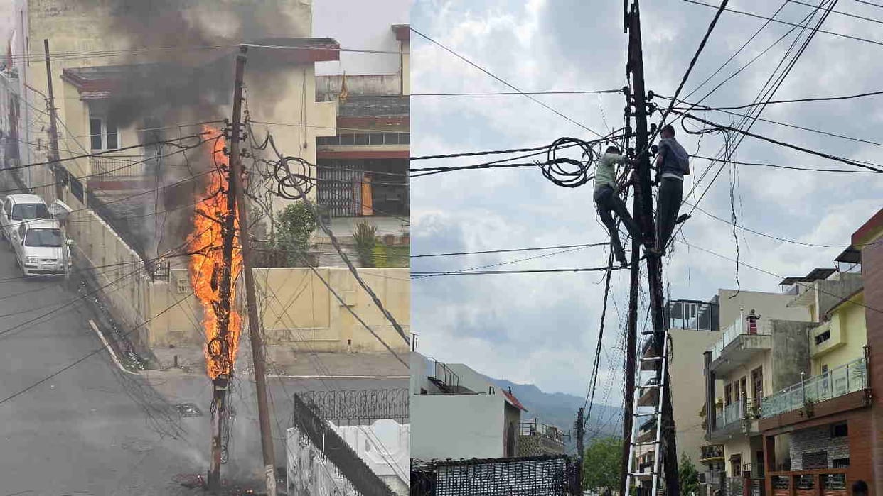 Fire broke out in an electric pole Rishikesh Uttarakhand news