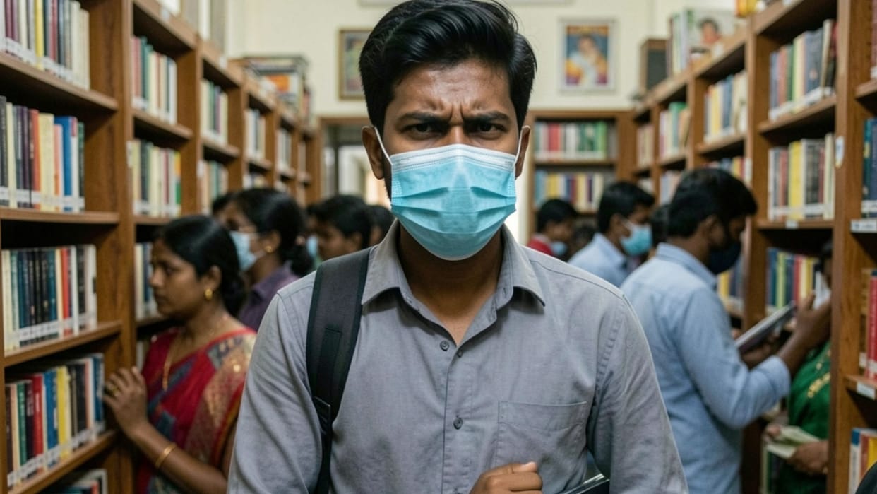 Young Man Enters Library Wearing a Mask, Flees After Stealing a Laptop