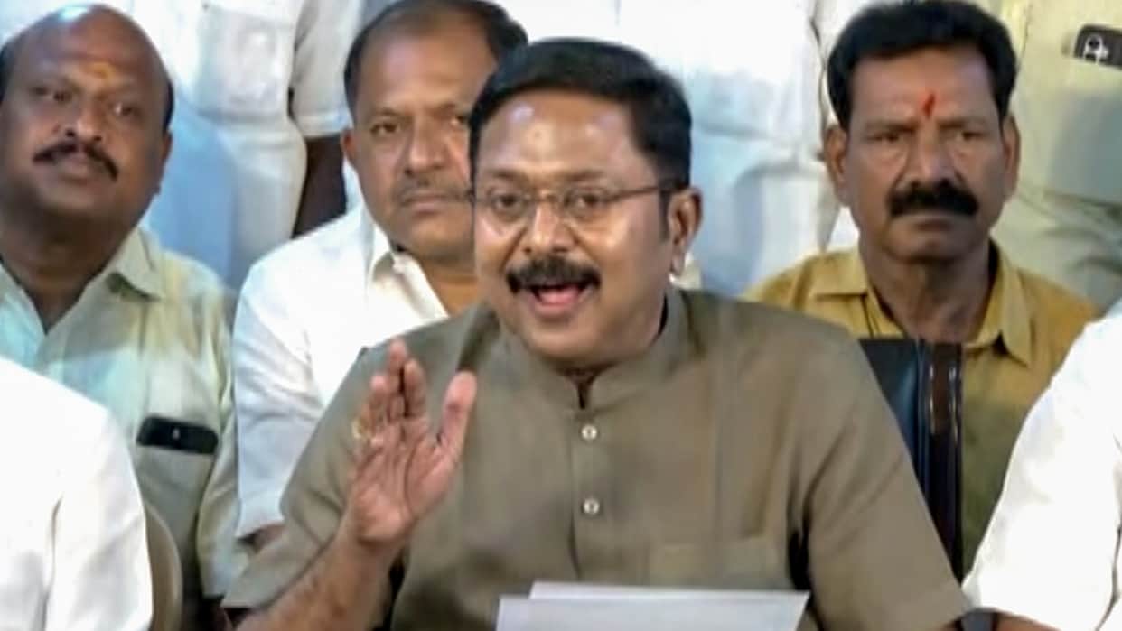 TTV Dhinakaran alleges TVK Vijay says submitted fake letter to Governor of support of AMMK MLA Kamaraj