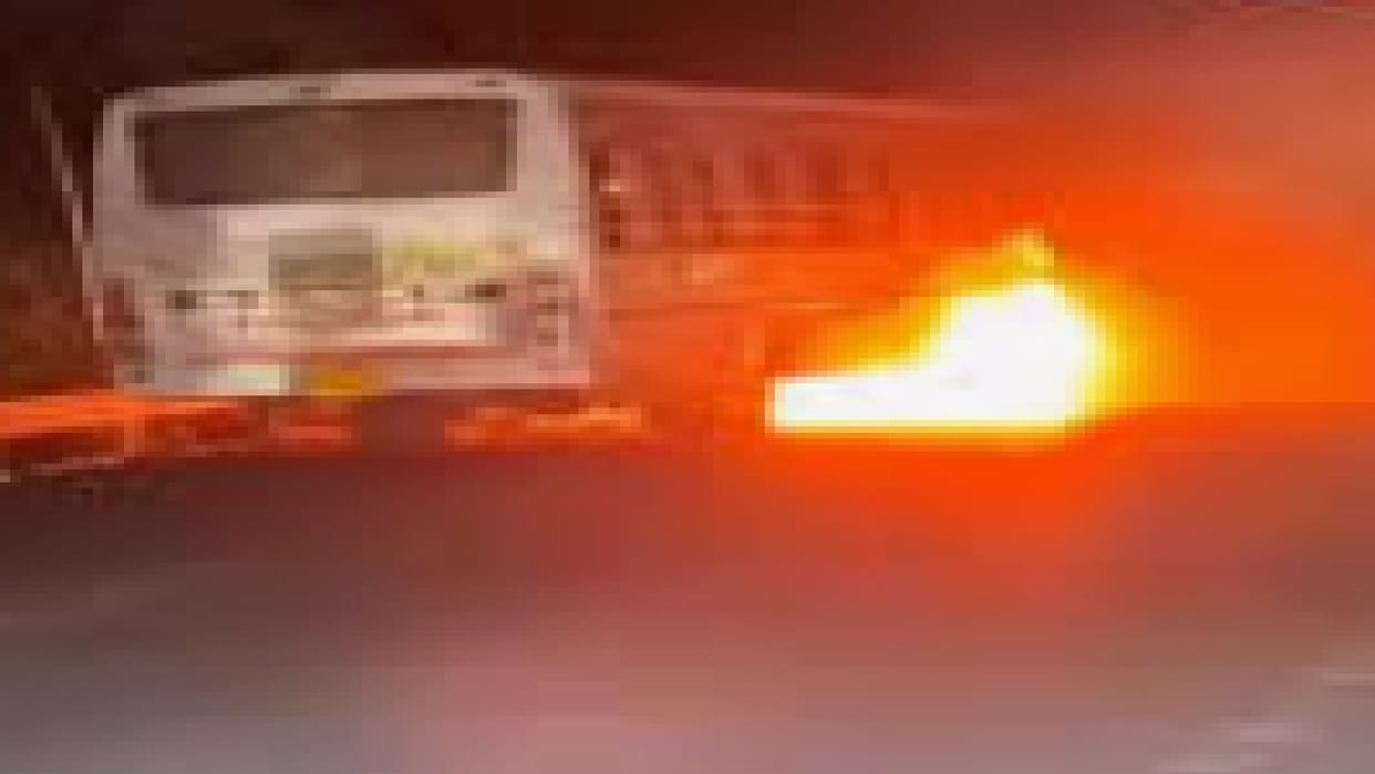 A moving city bus in Raipur turned into a ball of fire, causing chaos at VIP Chowk