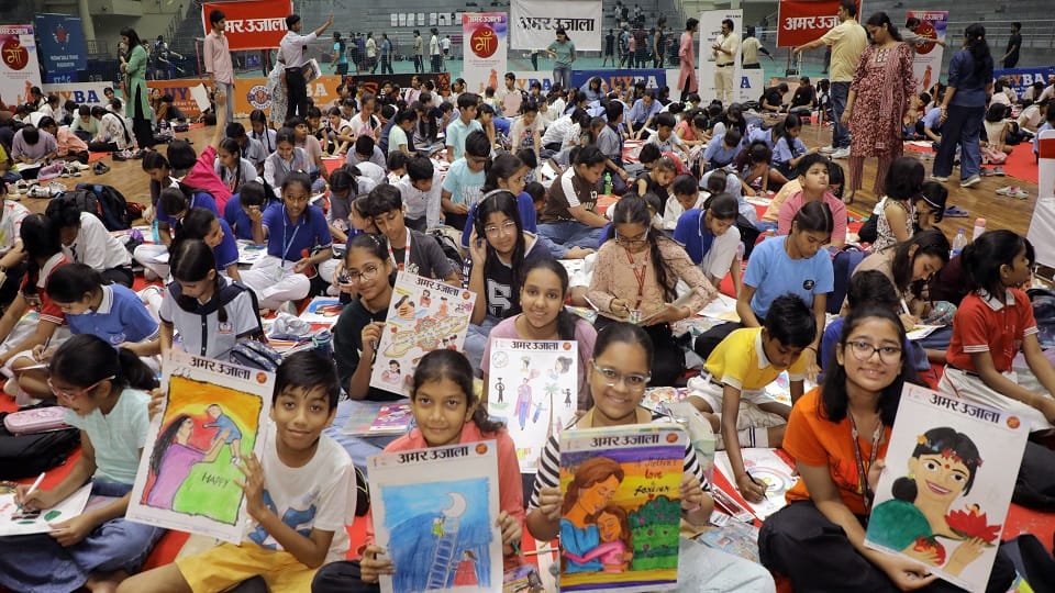 Children Showcase Their Talent in the Meri Maa Drawing Competition Organized by Amar Ujala