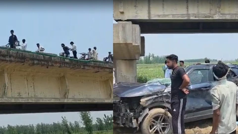 Accident on Laksar-Roorkee Highway Uncontrolled car Fall into Solani River bridge to crashes railing