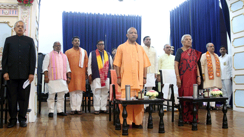 UP Cabinet Expansion Six New Ministers Including One Woman Inducted into the Yogi Cabinet