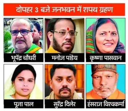 यूपी: योगी कैबिनेट का बहुप्रतीक्षित विस्तार आज, छह नए मंत्री ले सकते हैं शपथ; सपा से आए इन नेताओं को मौका UP: The much-anticipated expansion of the Yogi cabinet is expected today, with six new ministers expected to b