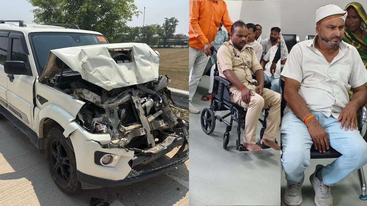 MLA Rajesh Tripati Escort Vehicle Collides with Roadways Bus in Gorakhpur, Four Policemen Injured