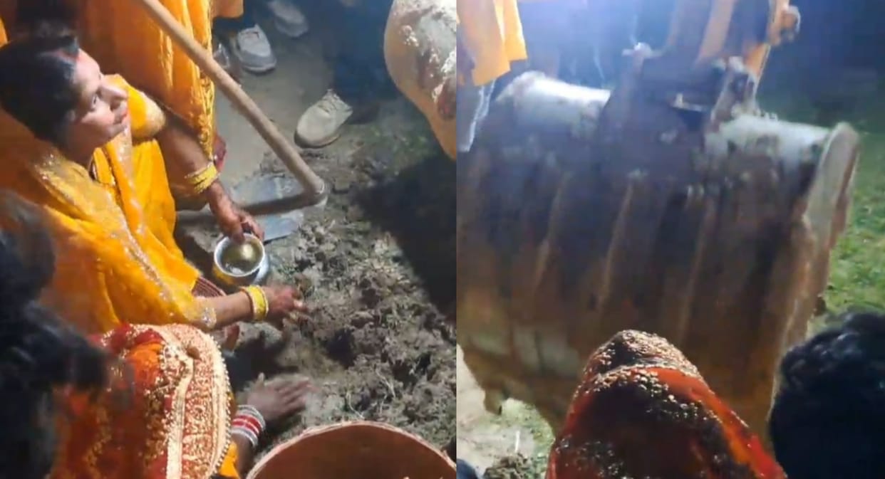 Bihar Stunning scenes at Matkor procession JCB steals the show during Haldi ceremony