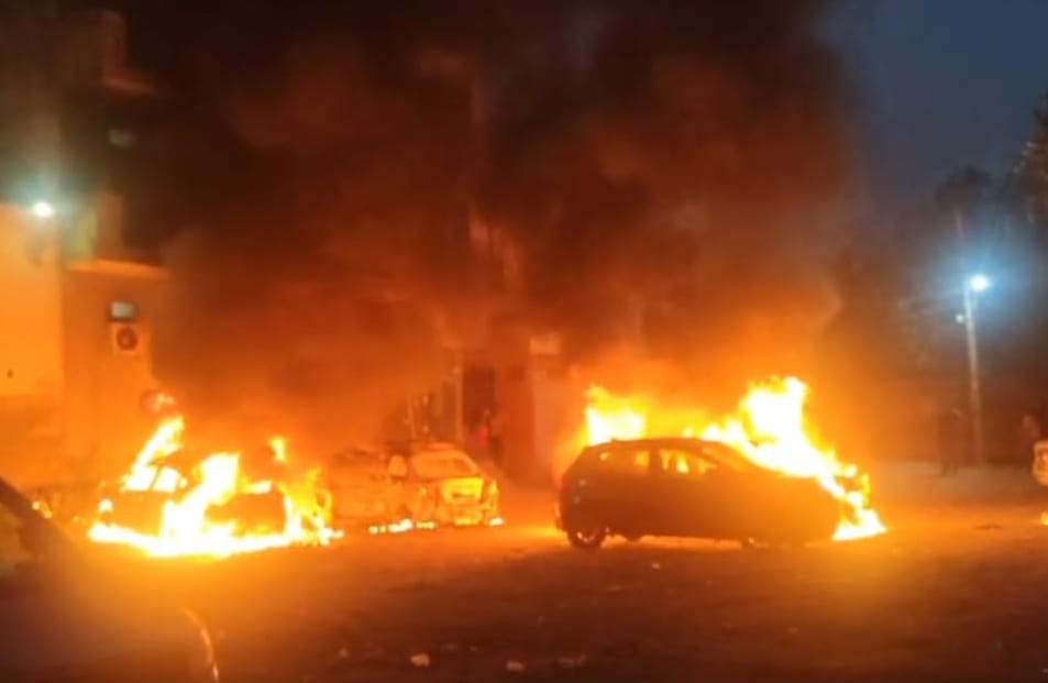 Fire breaks out in five vehicles parked in an empty ground in Ballabhgarh