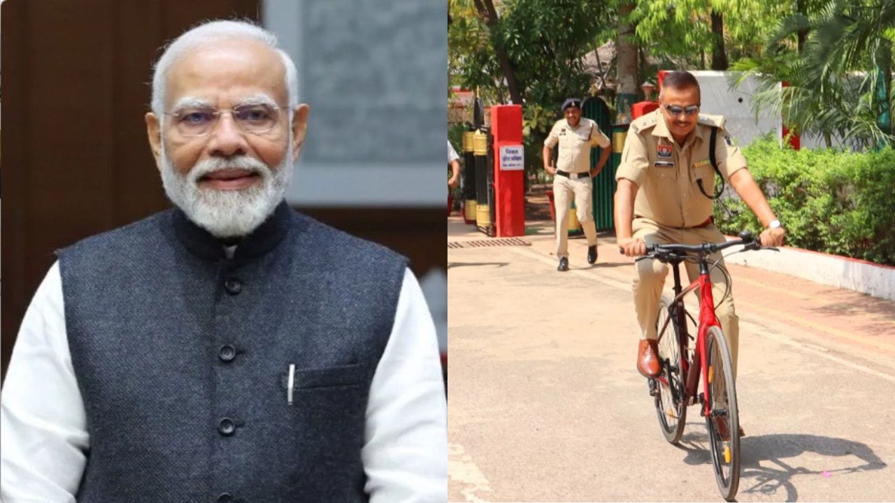 साइकिल से ऑफिस पहुंचे पुलिस अधीक्षक