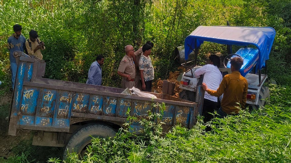 A tractor-trolley full of devotees overturned in a ditch