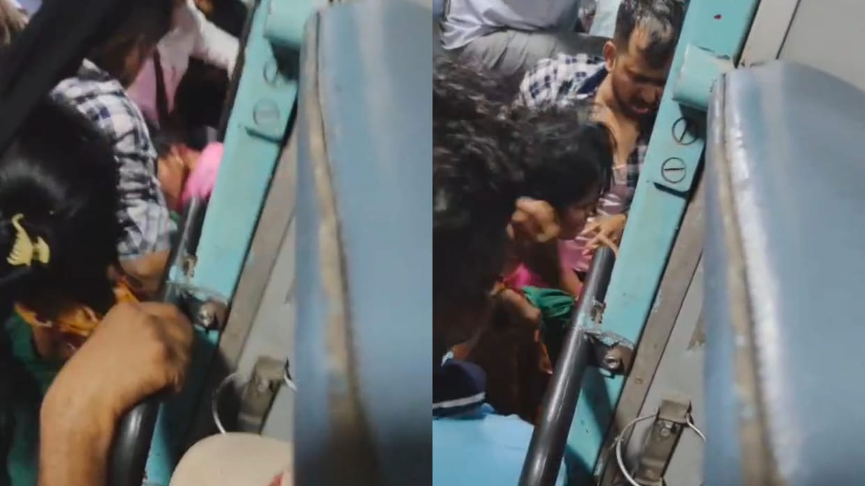 Violent fight in sleeper coach of Porbandar Express in West Champaran video goes viral on social media
