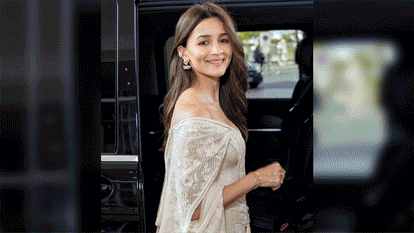 Alia Bhatt at Bharat Pavilion for inaugural event at the 79th Cannes Film Festival With Ashutosh Gowariker