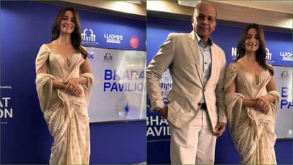 Alia Bhatt at Bharat Pavilion for inaugural event at the 79th Cannes Film Festival With Ashutosh Gowariker