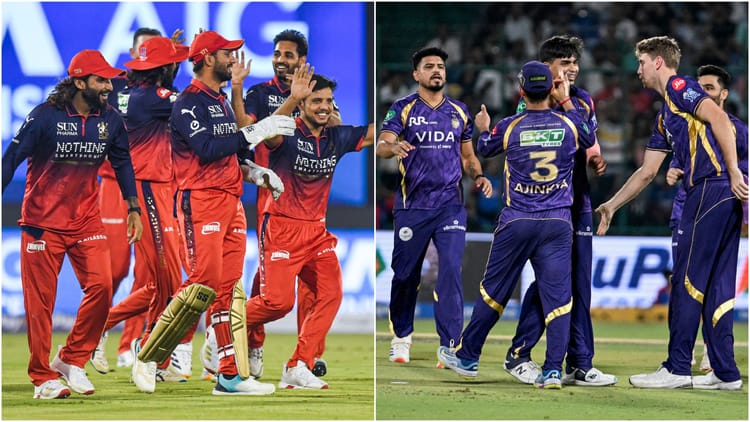 RCB vs KKR Live Score: केकेआर और आरसीबी के बीच मैच पर बारिश का साया, टॉस में होगी देरी; मैदान कवर्स से ढका