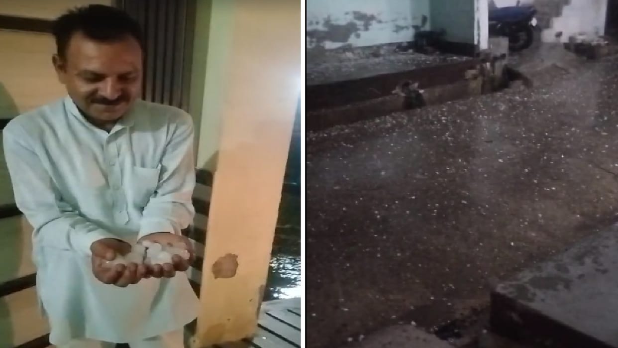 Weather's Fury Heavy Rain Accompanied by Hailstorm in Ghaziabad