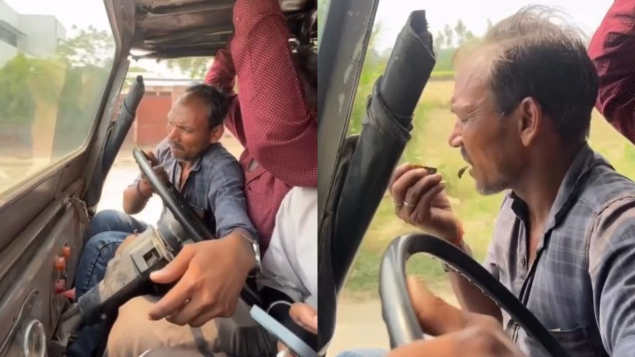 heavy driver video passenger is sitting in the drivers seat and he himself is driving from the side