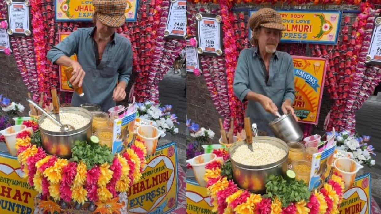 kolkata street food jhalmuri sold in london street by british man video viral