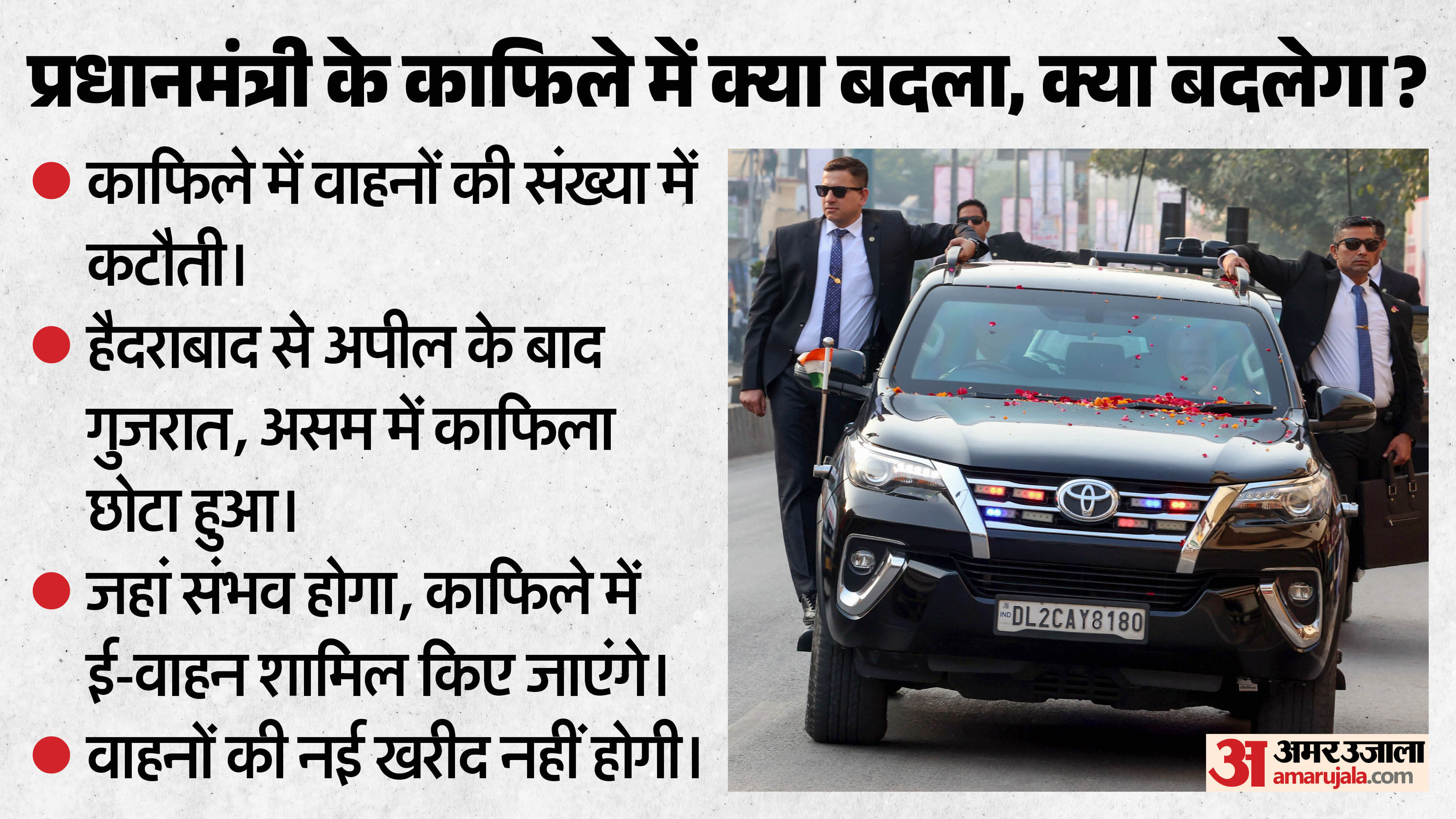पीएम मोदी के काफिले का आकार घटा