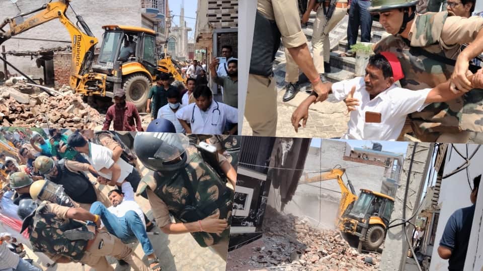 सपा नेता के घर पर बुलडोजर एक्शन
