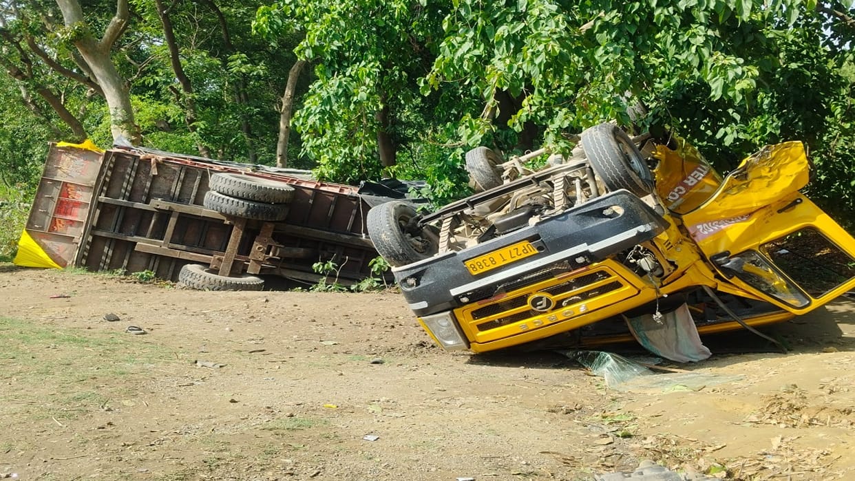 School Bus Collides with Tractor-Trolley on Highway in Shahjahanpur