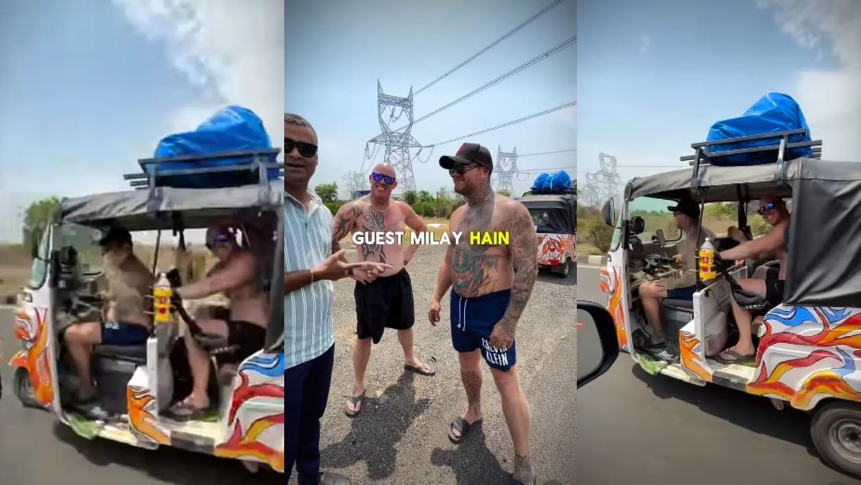 Foreign tourists are travelling from Kochi to Jaisalmer by auto viral video