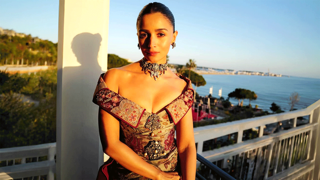 Alia Bhatt Maroon off Shoulder Corset Silhouette Gown Look From Cannes Film Festival 2026
