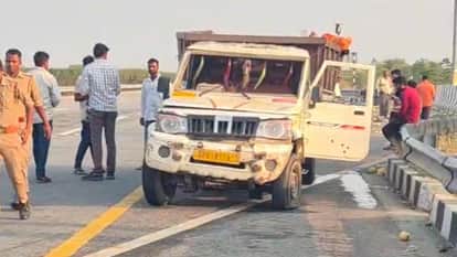 Trailer Drags Pickup for 50 Meters on Purvanchal Expressway Driver Injured in Ghazipur