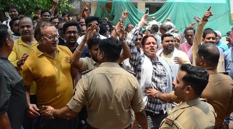 Kanpur SP and BJP Clash Over School Foundation Stone Laying Allegations Surface BJP Leader Halts Construction