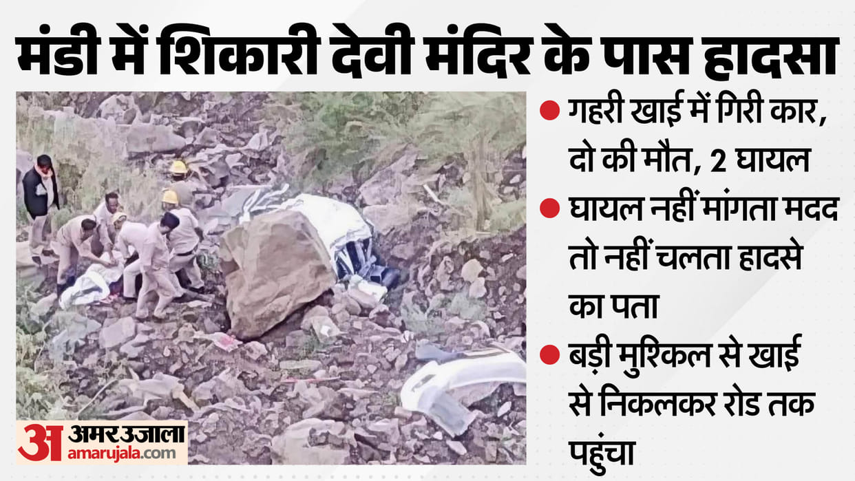 Himachal Mishap near Shikari Devi Temple in Mandi car plunges into deep gorge two dead two injured