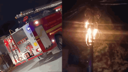 Electric Pole Catches Fire Due to Short Circuit,