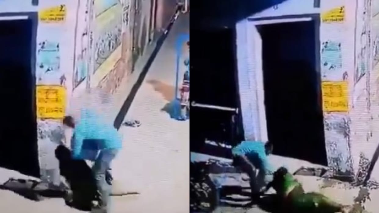 Woman fights off bike borne robbers in eta uttar pradesh after being pushed into drain Viral Video