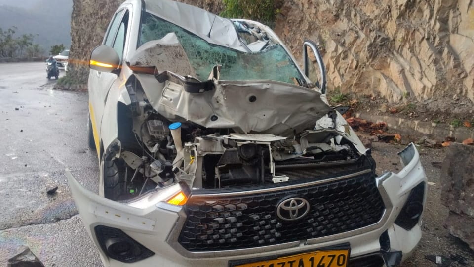 Badrinath Highway Accident Rocks Fall from Hillside onto Pilgrims Car Near Hotel in Narkota Three Injured