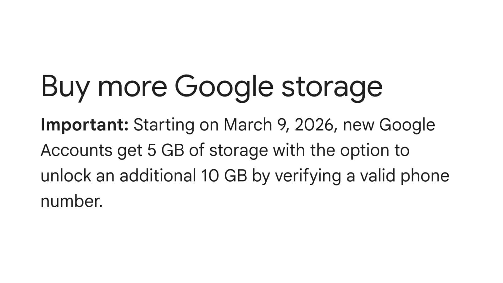 Google Reduces Default Free Storage To 5GB For New Accounts, 15GB Now Requires Mobile Verification