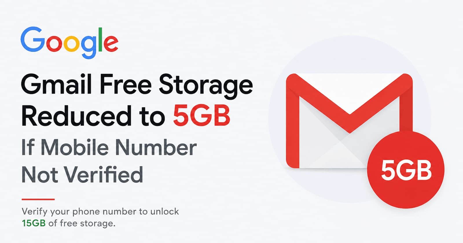 Google Reduces Default Free Storage To 5GB For New Accounts, 15GB Now Requires Mobile Verification