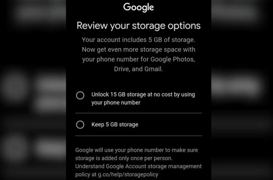 Google Reduces Default Free Storage To 5GB For New Accounts, 15GB Now Requires Mobile Verification
