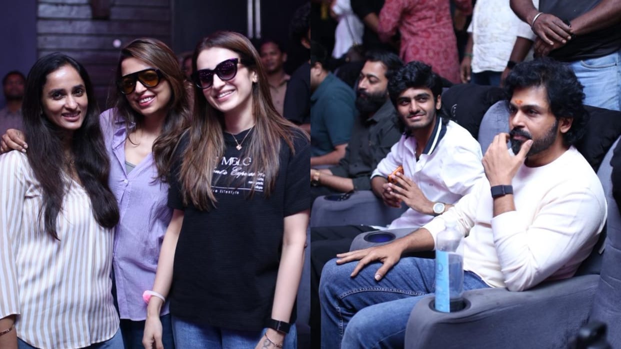 Karuppu Movie Stars Trisha Krishnan And Karthi Seen At Chennai Theatre Meet Fans