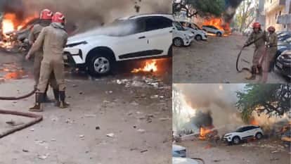 Major fire broke out in several vehicles parked near railway line in Shahdara in Delhi