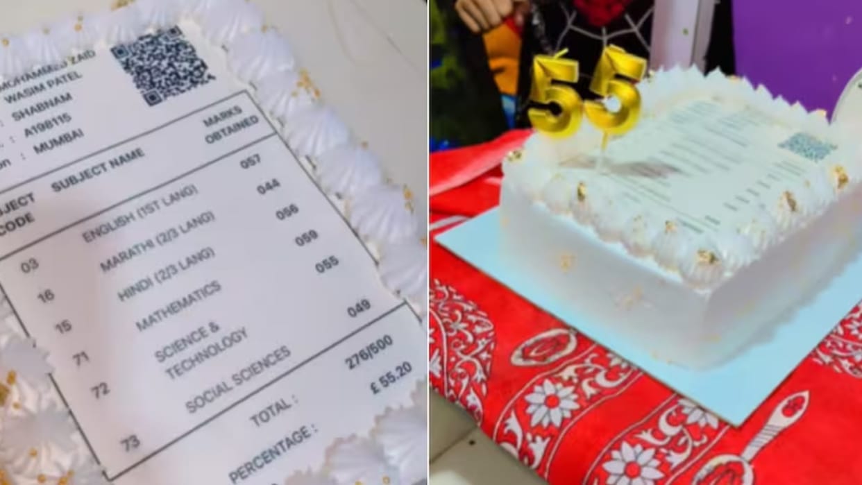 Mumbai family celebrates son 55 percent marks with marksheet cake video goes viral