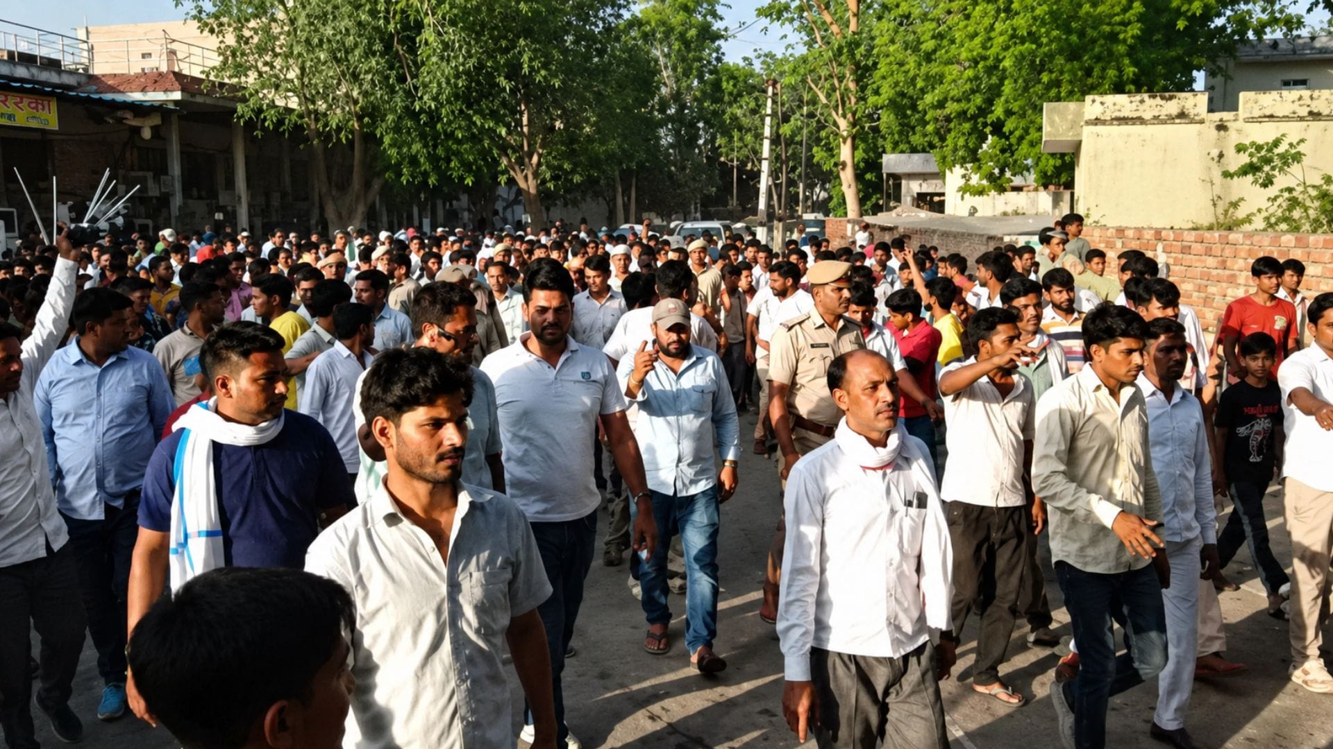 आरोपियों का जुलूस निकलती दौसा पुलिस