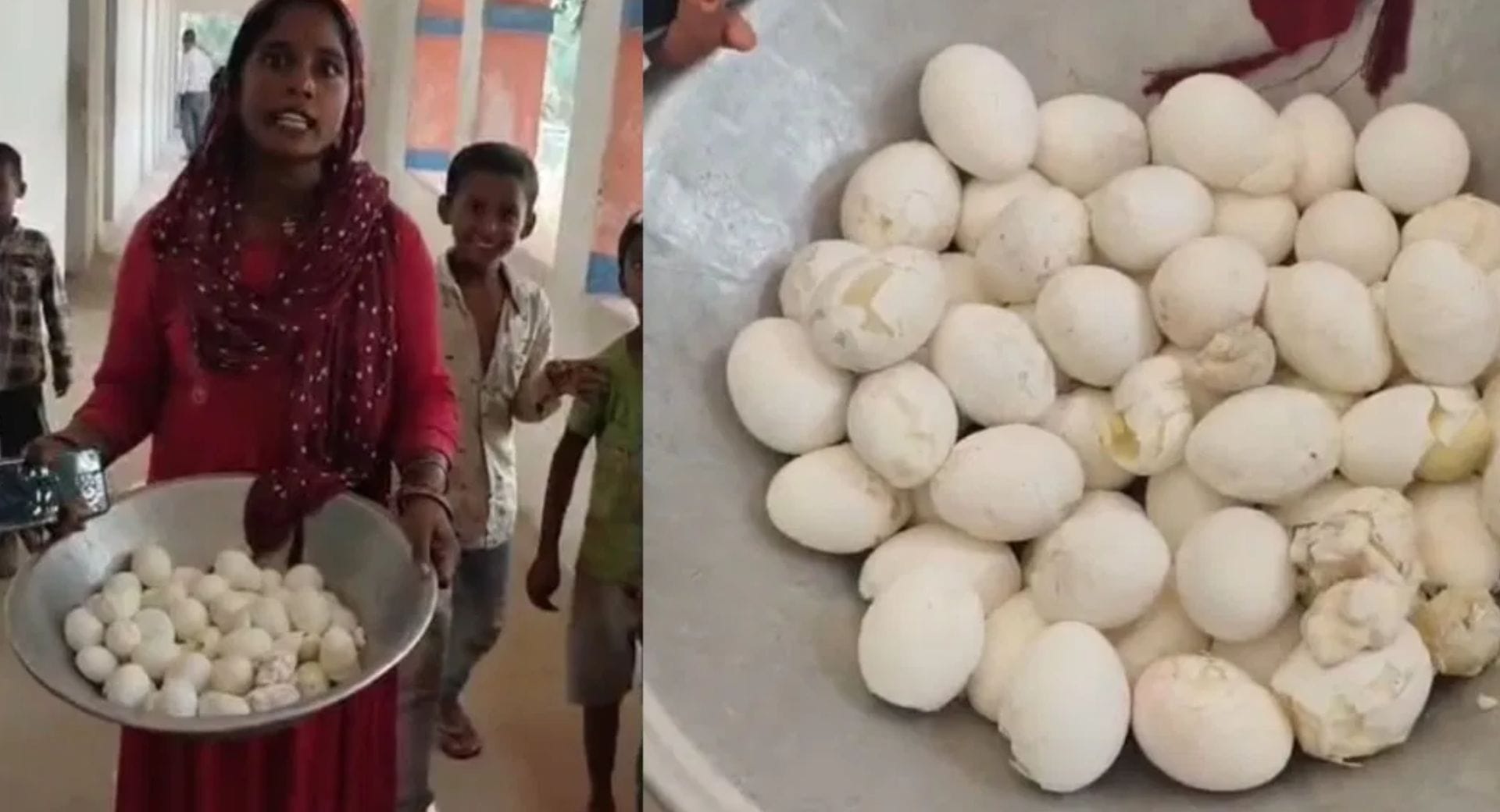 स्कूल में खराब अंडे मिलने पर हंगामा