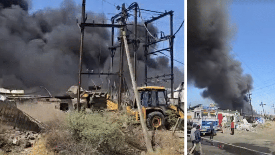 Indore News Massive Fire Breaks Out At Factory On Dhar Road 6 Fire Tenders On Spot