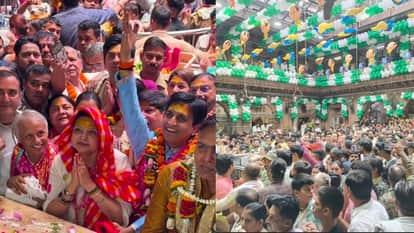 Poet Kumar Vishwas offers prayers at Banke Bihari Temple
