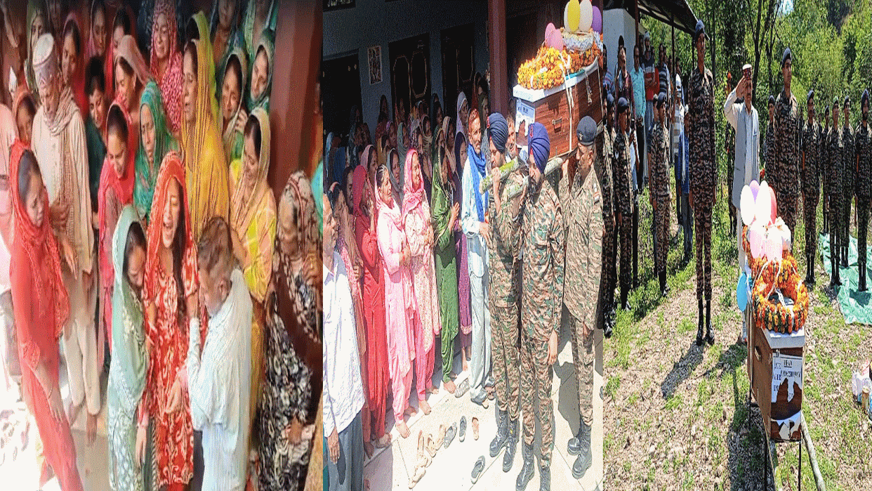 Himachal: Soldier Abhishek cremated with military honours, wife bids final farewell in red attire, every eye m