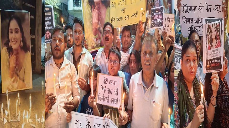 Candlelights demanding justice for actress Twisha Sharma