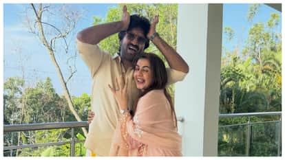 Aadhi Pinisetty with wife Nikki Galrani offer prayers at Tirumala Venkateswara temple