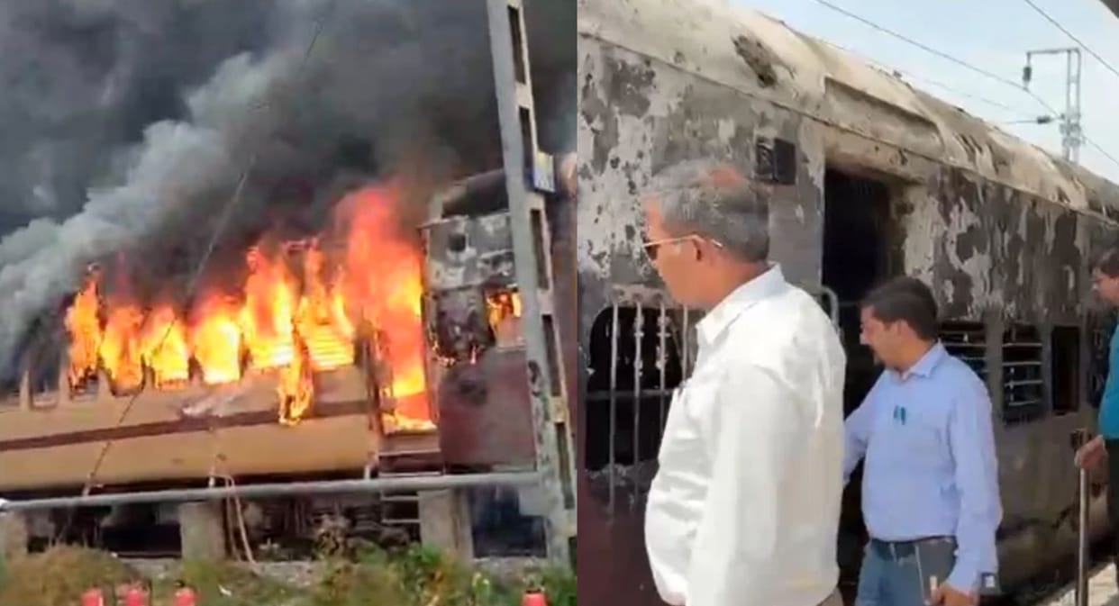 Panic at Sasaram Station as Fire Breaks Out in Passenger Train Coach DRM Reaches Spot to Probe Cause