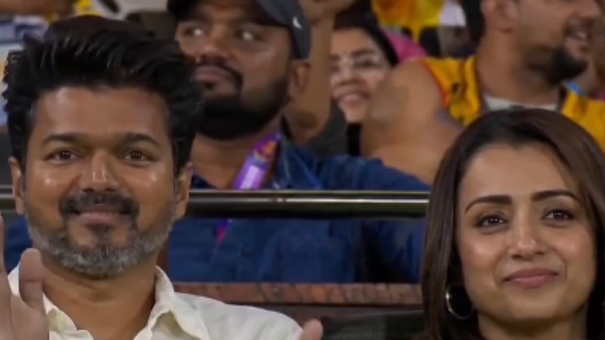 Tamil Nadu Chief Minister Vijay and Actress Trisha Krishnan Attend IPL 2026 match Viral Video Fact Check
