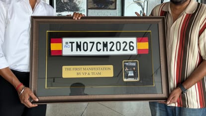 GOAT maker Venkat Prabhu gifts CM Vijay number plate from film pics goes viral
