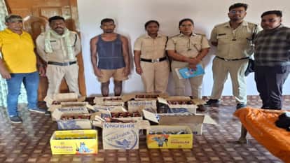 action against illegal liquor in Raigarh, 96 liters of liquor including beer and whiskey from Odisha seized